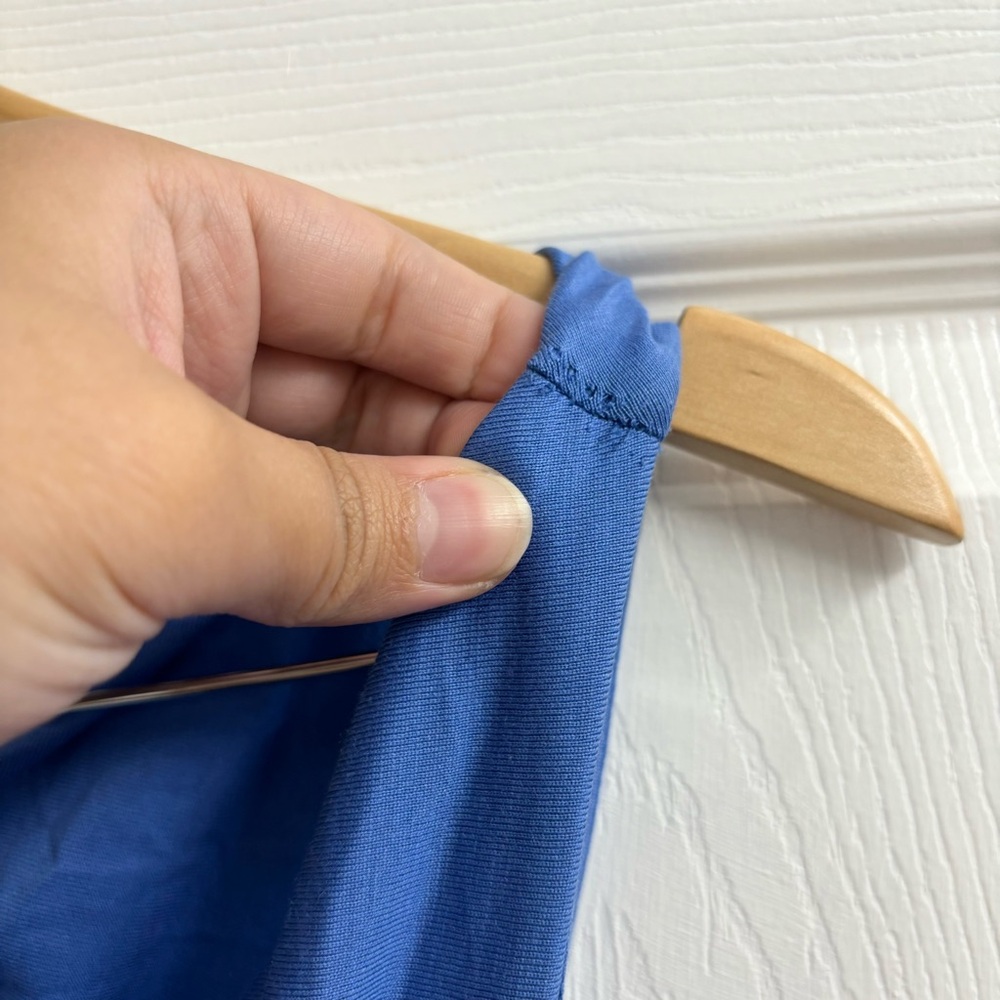 Diane von Furstenberg Silk Maxi Dress Size 6 Waist Tie Drape Neck Blue - Picture 4 of 8